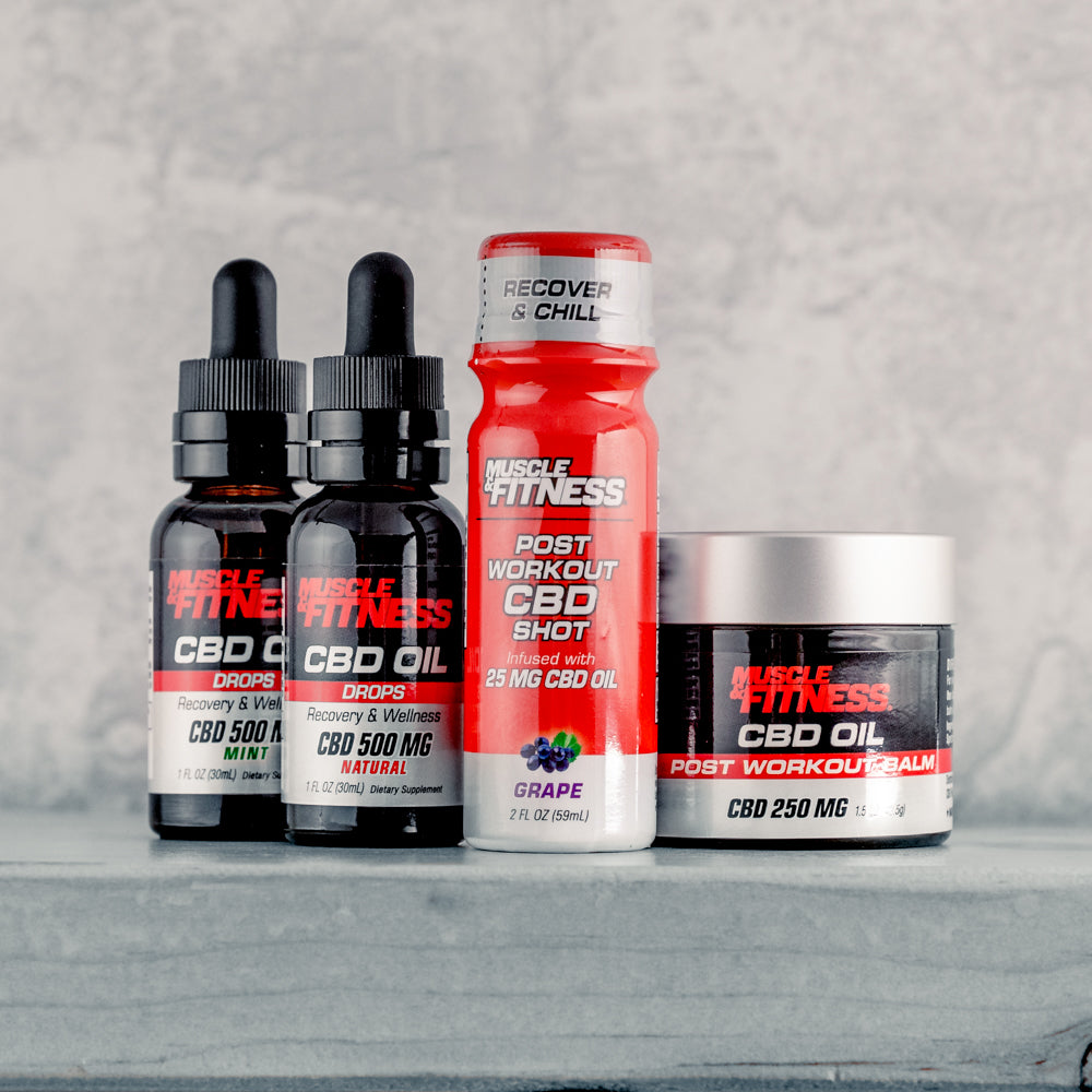 Muscle & Fitness Post-Workout Recovery Kit – CBD Balm, Tincture & Recovery Shot